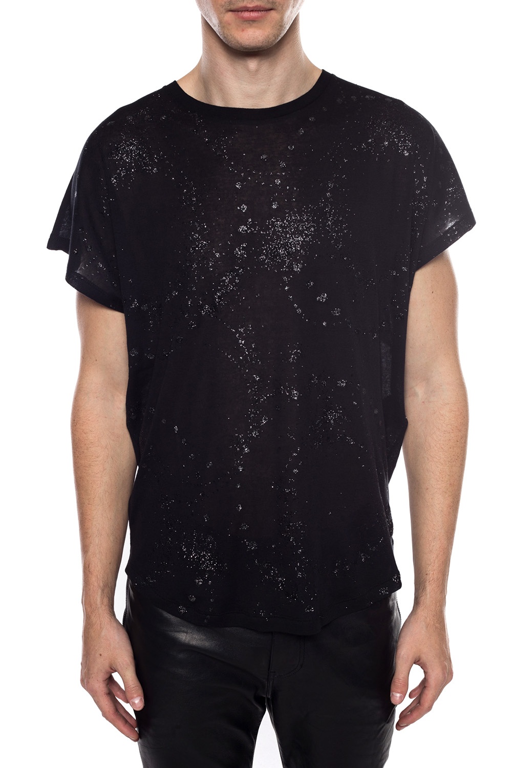 Tシャツ・カットソー SAINT LAURENT Black Sequins Top Yves Saint Laurent Black and Gold Sequin Top